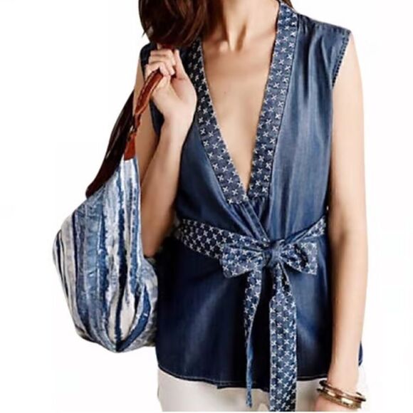 Anthropologie Tops - Holding horses stitched wrap vest NWT